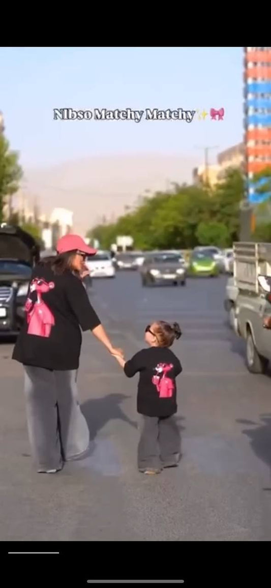 طقم تيشرتات عائلية Pink Panther – للأب، الأم، والأطفال